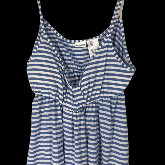 Blue & White Strappy Sun Top w/Padded bust, Beach Casual, Tunic Top SZ Junior L - Picture 3 of 6